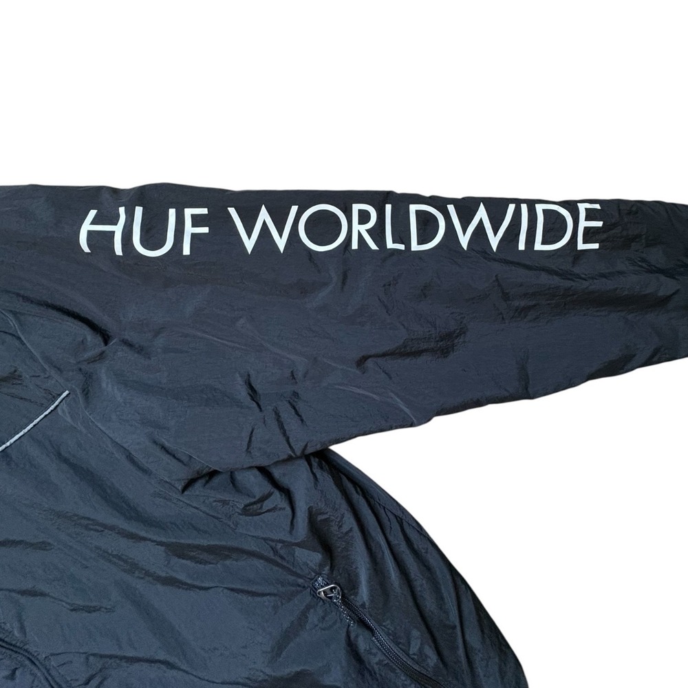 HUF Worldwide Reversible Jacket Mens Large Tiger Camo Polar Fleece Black‎ Shell - Picture 7 of 8